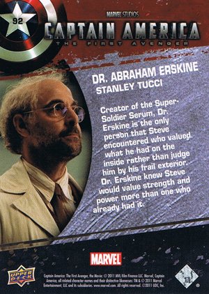 Upper Deck Captain America Movie Base Card 92 Dr. Abraham Erskine