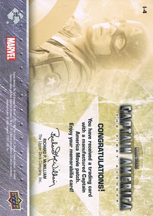Upper Deck Captain America Movie Insignia Patch Card I-4 Captain America