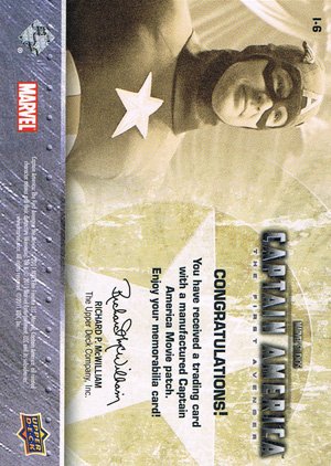 Upper Deck Captain America Movie Insignia Patch Card I-6 Golden Age Captain America