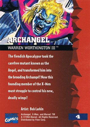 Fleer X-Men '95 Fleer Ultra Base Card 4 Archangel
