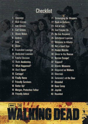 Cryptozoic The Walking Dead Base Card 1 Checklist