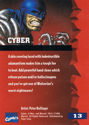 Fleer X-Men '95 Fleer Ultra Base Card 13 Cyber