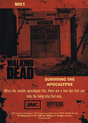 Cryptozoic The Walking Dead Walkers Gold Foil Card W01 Surviving the Apocalypse