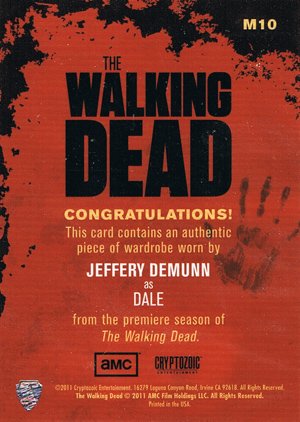 Cryptozoic The Walking Dead Wardrobe Card M10 Jeffrey Demunn as Dale