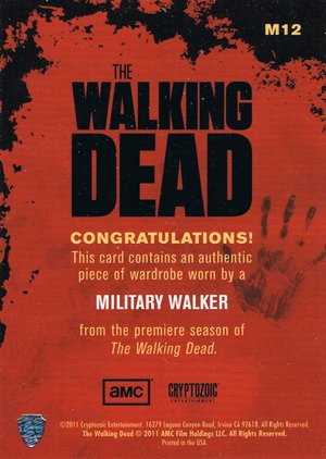 Cryptozoic The Walking Dead Wardrobe Card M12 Military Walker