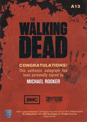 Cryptozoic The Walking Dead Autograph Card A13 Michael Rooker as Merle Dixon (full face)