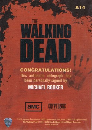 Cryptozoic The Walking Dead Autograph Card A14 Michael Rooker as Merle Dixon (right profile)