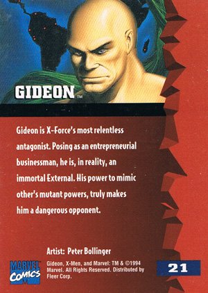 Fleer X-Men '95 Fleer Ultra Base Card 21 Gideon