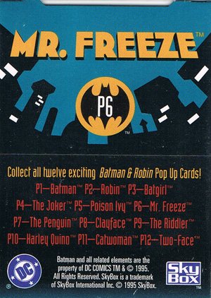 SkyBox The Adventures of Batman & Robin Pop-Up Card P6 Mr. Freeze