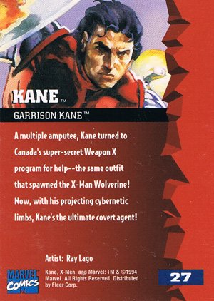 Fleer X-Men '95 Fleer Ultra Base Card 27 Kane