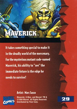 Fleer X-Men '95 Fleer Ultra Base Card 29 Maverick
