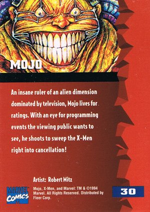 Fleer X-Men '95 Fleer Ultra Base Card 30 Mojo