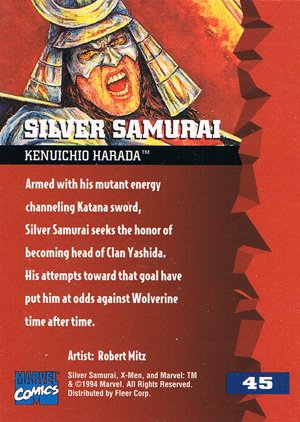 Fleer X-Men '95 Fleer Ultra Base Card 45 Silver Samurai