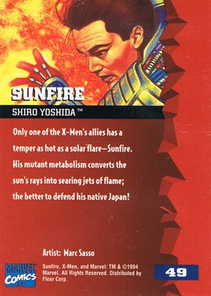 Fleer X-Men '95 Fleer Ultra Base Card 49 Sunfire