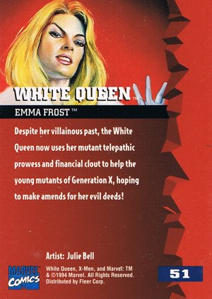 Fleer X-Men '95 Fleer Ultra Base Card 51 White Queen