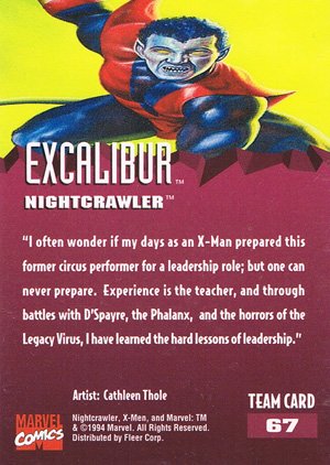Fleer X-Men '95 Fleer Ultra Base Card 67 Nightcrawler