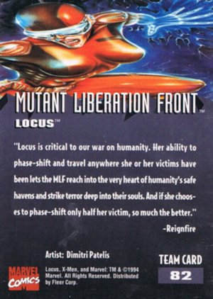 Fleer X-Men '95 Fleer Ultra Base Card 82 Locus