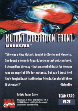 Fleer X-Men '95 Fleer Ultra Base Card 83 Moonstar