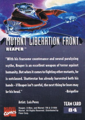 Fleer X-Men '95 Fleer Ultra Base Card 84 Reaper