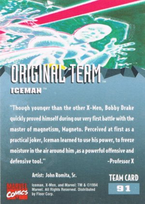 Fleer X-Men '95 Fleer Ultra Base Card 91 Iceman
