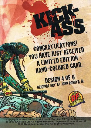 Dynamic Forces Kick-Ass Hand-Colored Card Design 4 (Kick-Ass holding head)