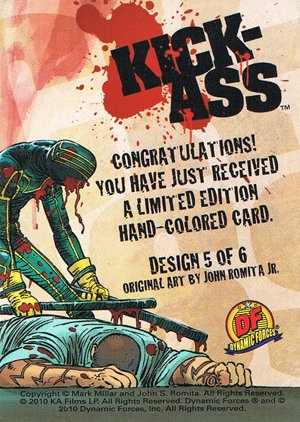 Dynamic Forces Kick-Ass Hand-Colored Card Design 5 (dragging Kick-Ass)