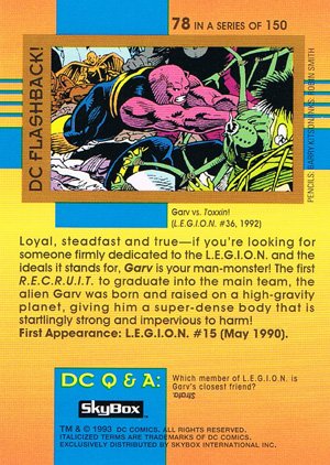 SkyBox DC Cosmic Teams Base Card 78 Garv (L.E.G.I.O.N.)