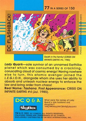 SkyBox DC Cosmic Teams Base Card 77 Lady Quark (L.E.G.I.O.N.)