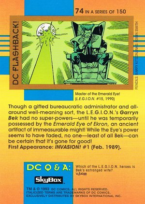 SkyBox DC Cosmic Teams Base Card 74 Garryn Bek (L.E.G.I.O.N.)