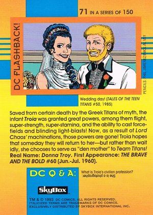 SkyBox DC Cosmic Teams Base Card 71 Troia (Team Titans)