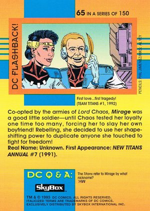 SkyBox DC Cosmic Teams Base Card 65 Mirage (Team Titans)