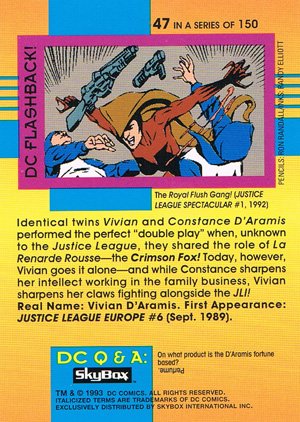 SkyBox DC Cosmic Teams Base Card 47 Crimson Fox (Justice League International)