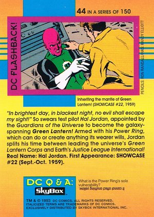 SkyBox DC Cosmic Teams Base Card 44 Green Lantern (Justice League International)