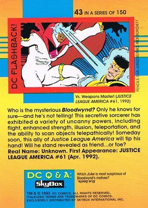 SkyBox DC Cosmic Teams Base Card 43 Bloodwynd (Justice League America)