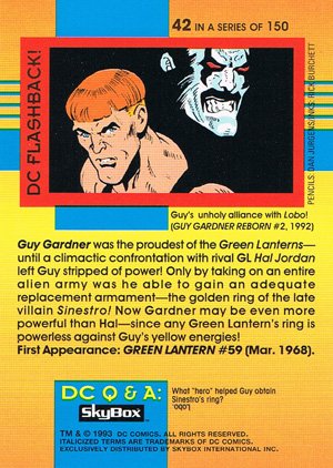 SkyBox DC Cosmic Teams Base Card 42 Guy Gardner (Justice League America)