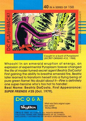 SkyBox DC Cosmic Teams Base Card 40 Fire (Justice League America)