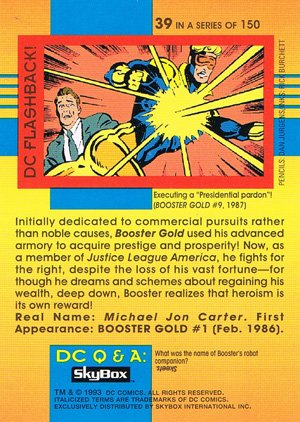 SkyBox DC Cosmic Teams Base Card 39 Booster Gold (Justice League America)