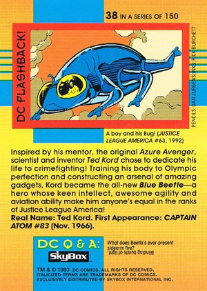SkyBox DC Cosmic Teams Base Card 38 Blue Beetle (Justice League America)