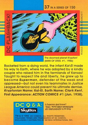 SkyBox DC Cosmic Teams Base Card 37 Superman (Justice League America)