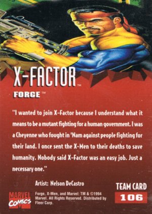 Fleer X-Men '95 Fleer Ultra Base Card 106 Forge