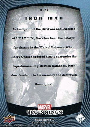 Upper Deck Marvel Beginnings Micromotion Card M-27 Iron Man
