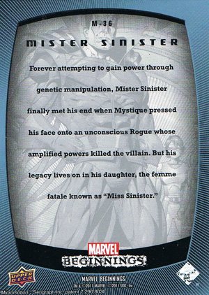 Upper Deck Marvel Beginnings Micromotion Card M-36 Mister Sinister