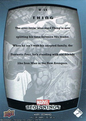 Upper Deck Marvel Beginnings Micromotion Card M-54 Thing