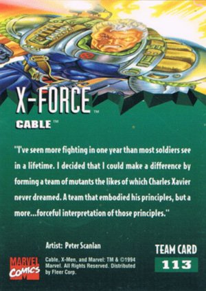 Fleer X-Men '95 Fleer Ultra Base Card 113 Cable