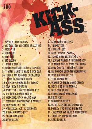 Dynamic Forces Kick-Ass Base Card 100 Kick-Ass (checklist card)