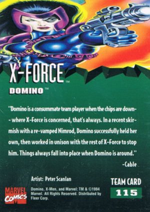 Fleer X-Men '95 Fleer Ultra Base Card 115 Domino