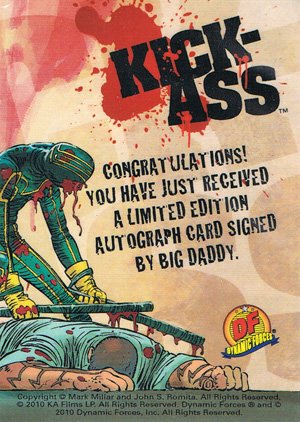 Dynamic Forces Kick-Ass Character-Signed Card  Big Daddy (black, card 6)