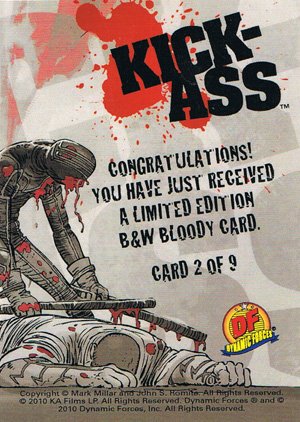 Dynamic Forces Kick-Ass B&W Bloody Card 2 of 9 (limping Kick-Ass)
