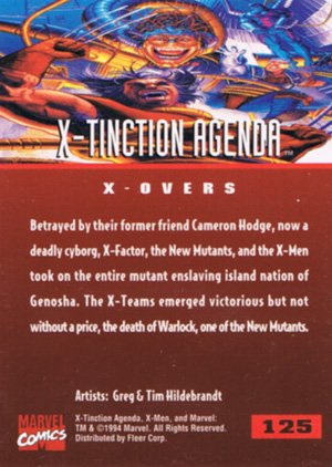 Fleer X-Men '95 Fleer Ultra Base Card 125 X-Tinction Agenda